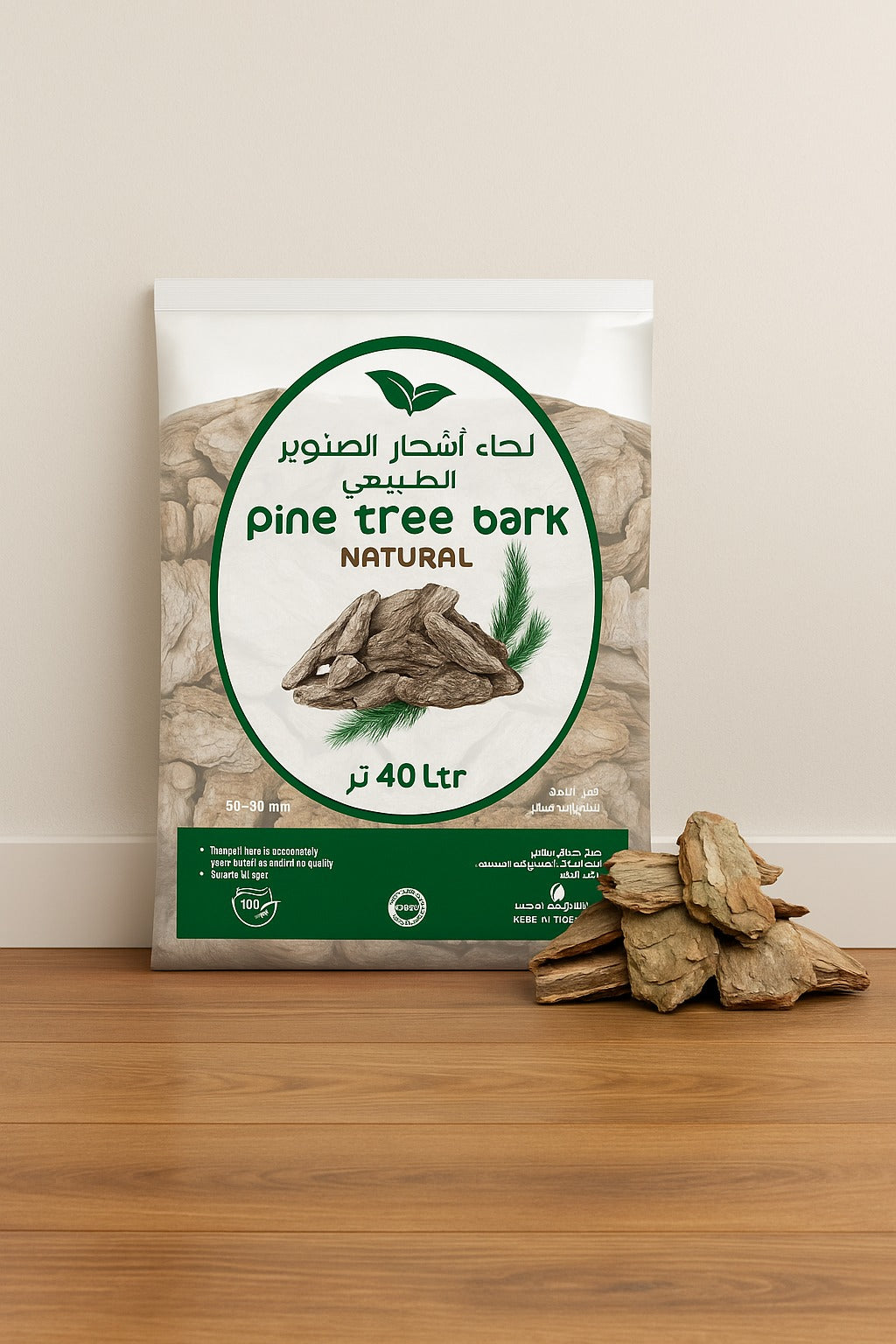 لحاء أشجار الصنوبر الطبيعي مقاس 50-60
